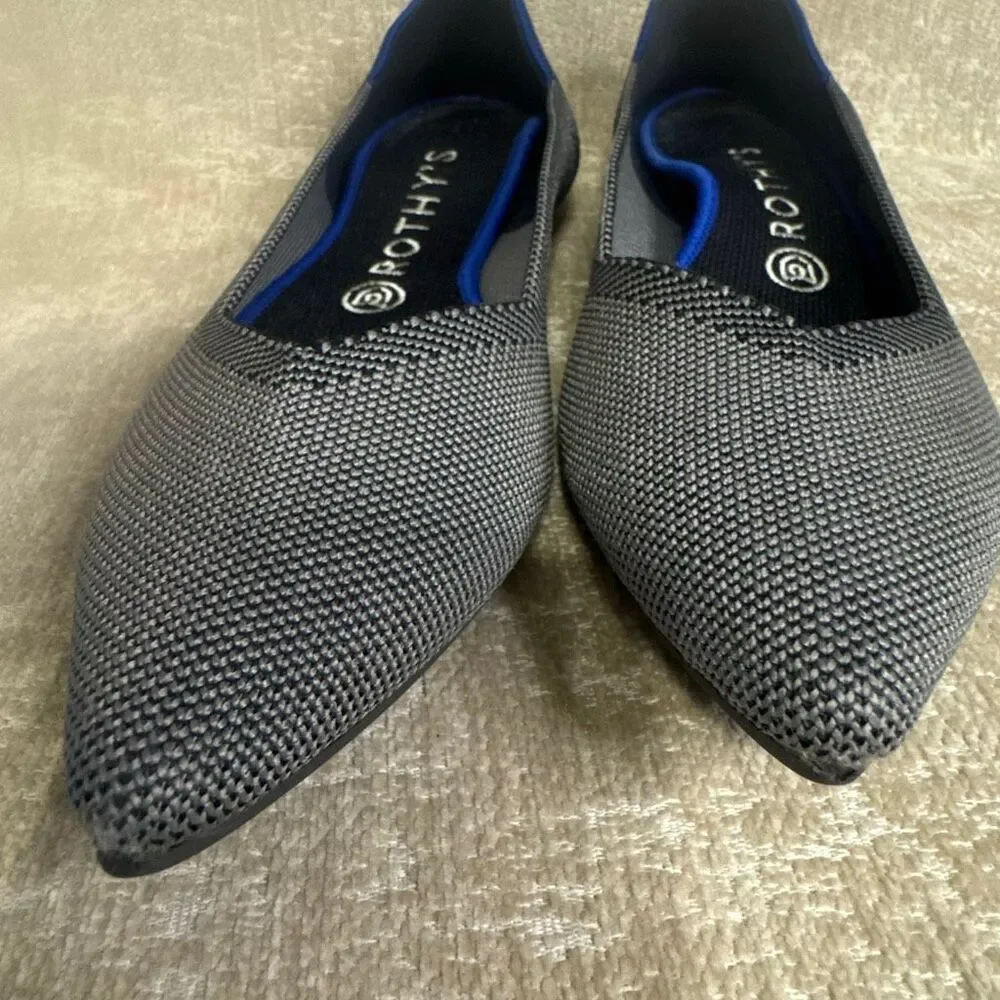 Rothy's Women's The Point Knit Slip-On Ballet Flats Grey Birdseye Size 8.5
